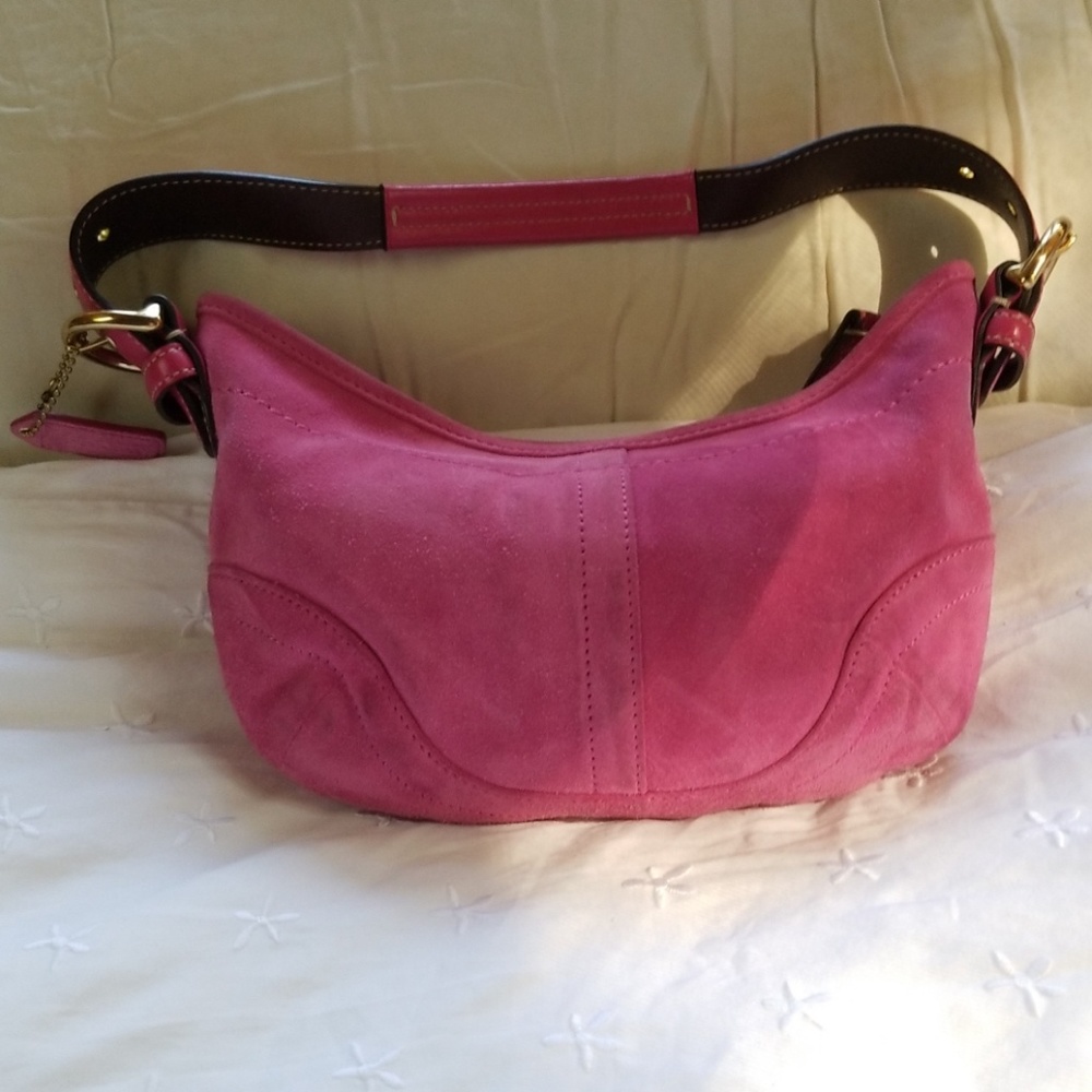Pink suede Coach bag